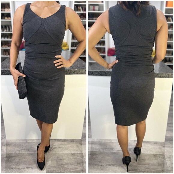 Versace Charcoal Gray Bodycon Sheath Luxury Dress $1150